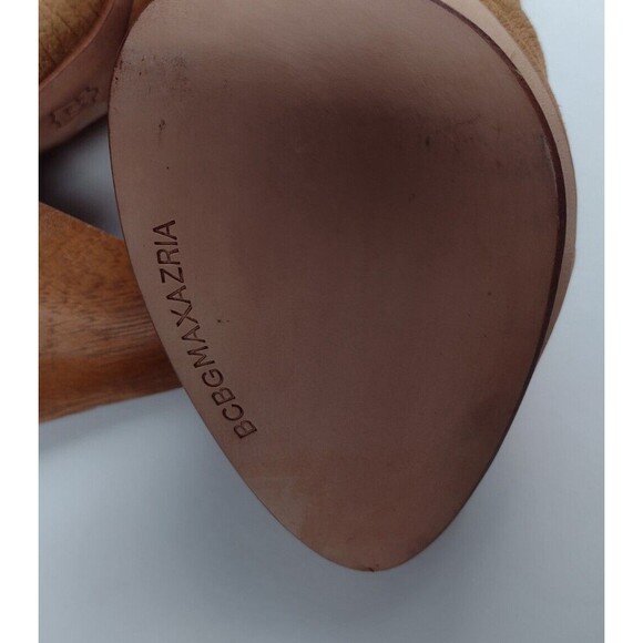 BCBG MAXAZRIA Tan & Orange Leather Platform Heel Pumps Size US 9.5 B Wooden - Picture 8 of 9